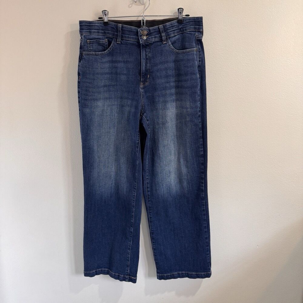St. John's Bay Jeans Wide Leg 14 Womens Dark Wash Stretch Baggy 90s High Rise